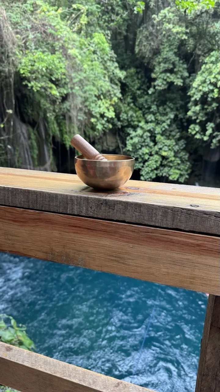 Cuenco tibetano sobre el agua